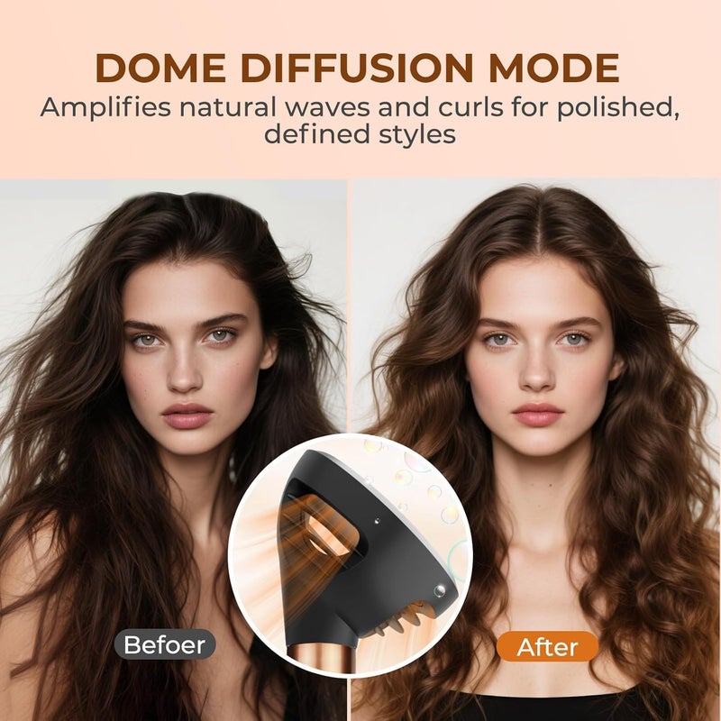 AIKOLZON Large Round Volumizing Brush Attachment for Dyson Airwrap Stylers (HS01/HS05) - XL Oval Copper Hair Brush for Bouncy Blowout, Root Lift & Salon Curls (Upgraded Diffuser) - Image 3